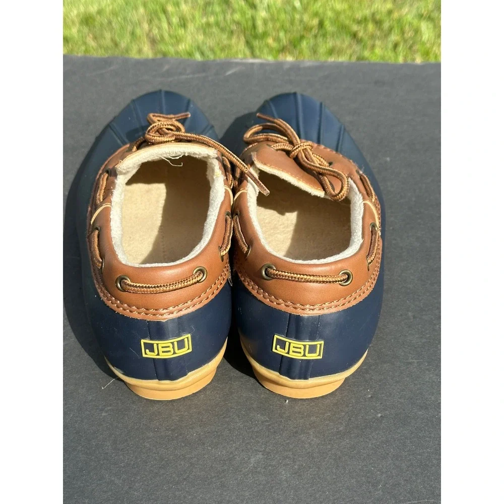 JBU Jambu Gwen Navy Blue Brown Faux‎ Fur Lined Duck Shoe Loafers Men's 11M